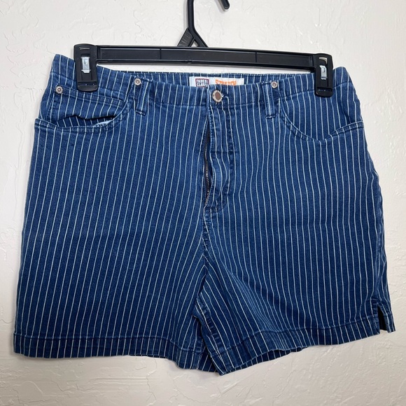 Faded Glory Pants - FADED GLORY BLUE AND WHITE NAUTICAL PINSTRIPES DENIM SHORTS SIZE 14